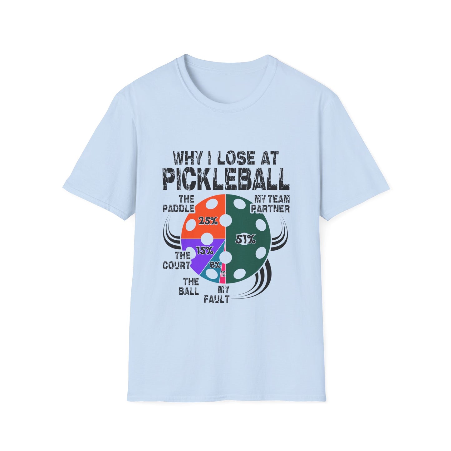 Why I Lose At Pickleball Unisex Softstyle T-Shirt