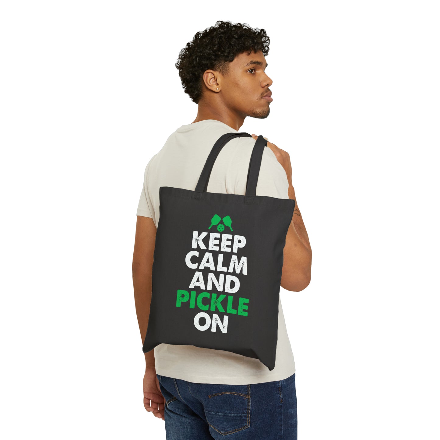 Keep Calm and Pickle On Cotton Canvas Tote Bag