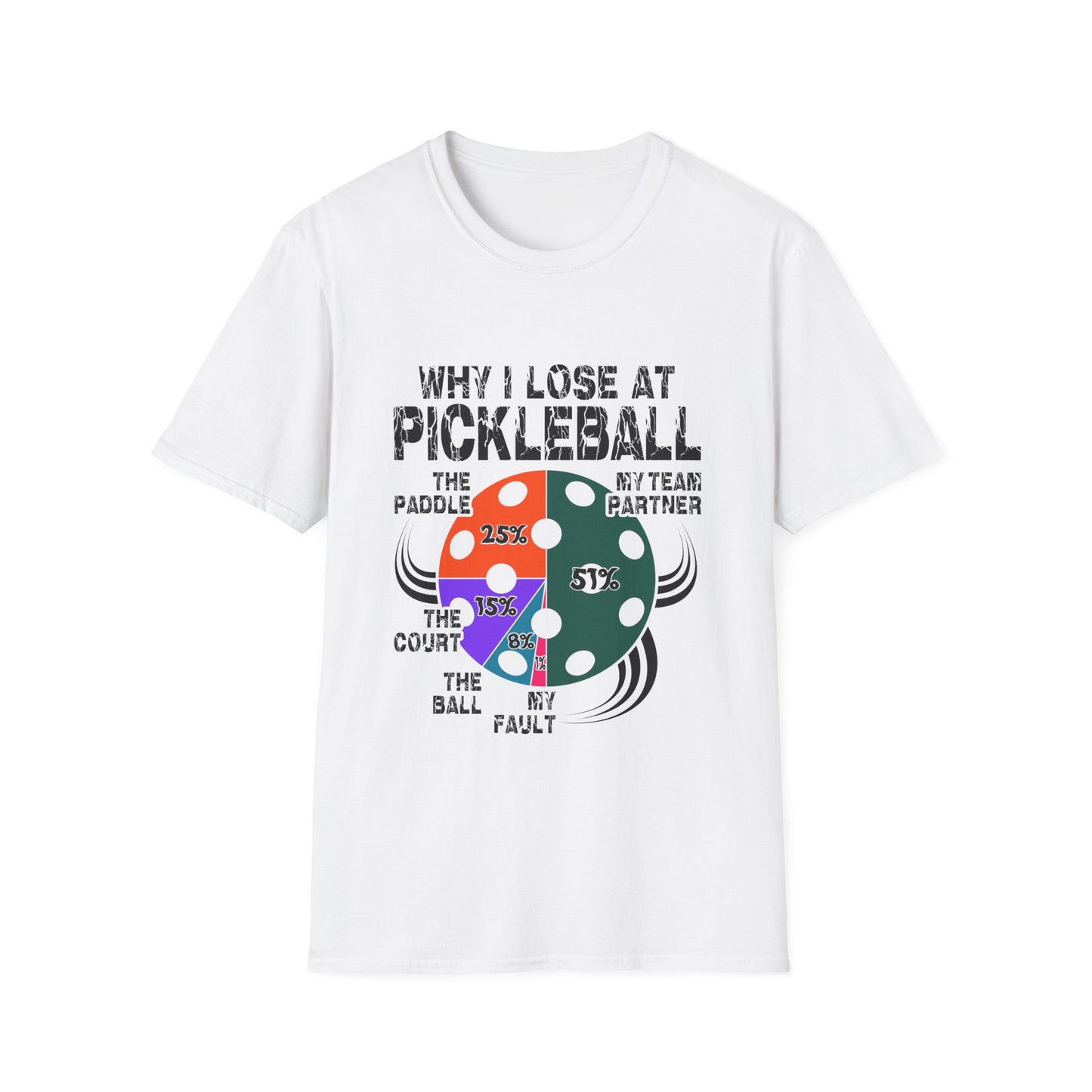 Why I Lose At Pickleball Unisex Softstyle T-Shirt