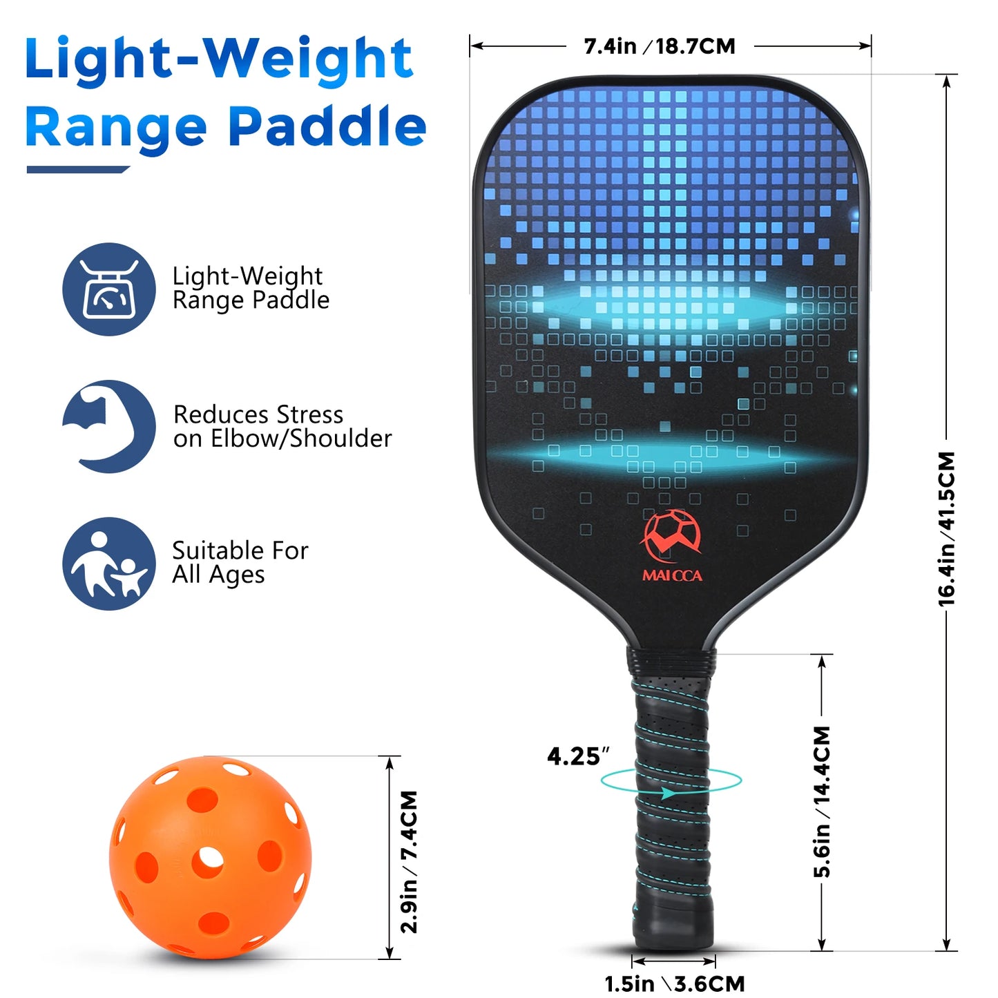 Pickleball Paddles USAPA Approved Set Rackets Honeycomb Core + 4 Balls + Carrying Case