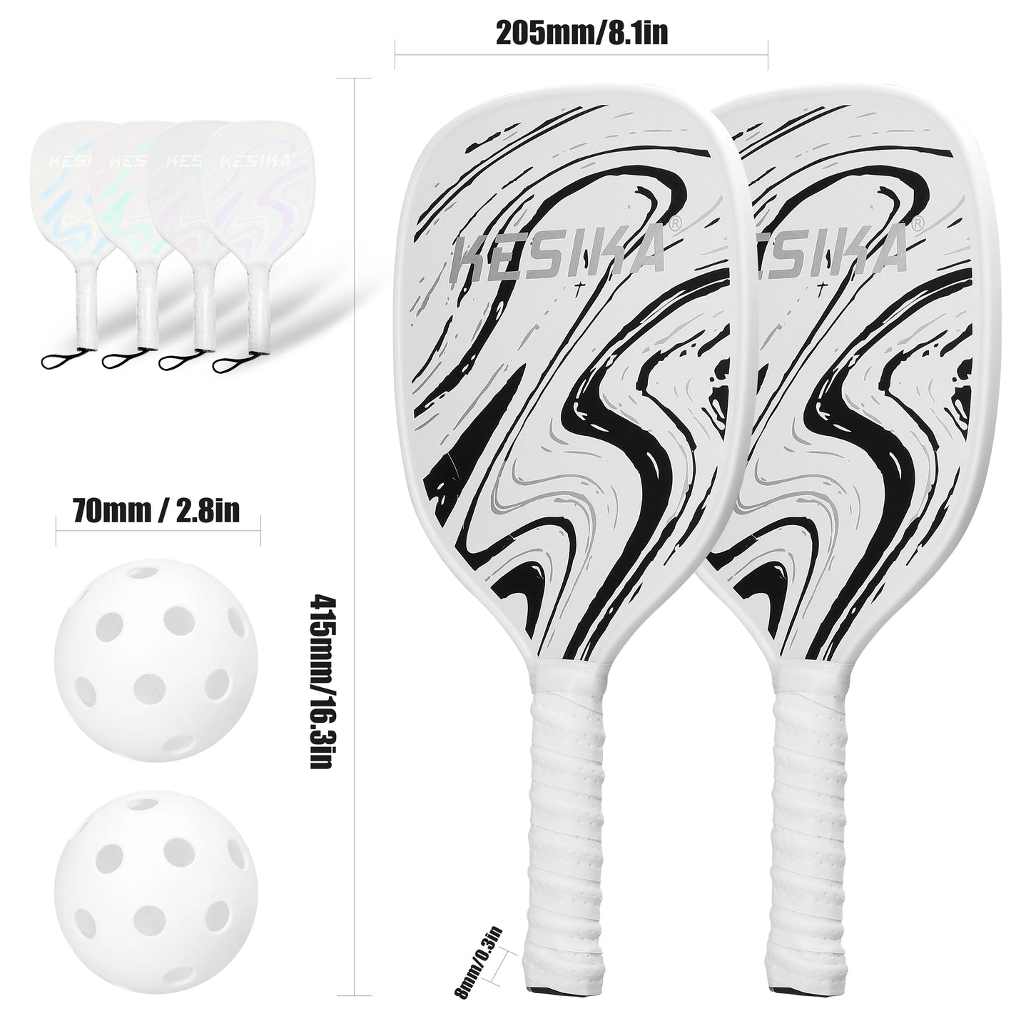 Pickleball Rackets Set Pickleball Paddle Set of 2 Rackets and 4 Pickleballs Balls